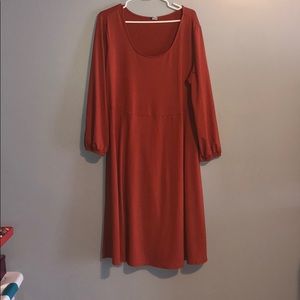 Burnt orange, long-sleeved dress!